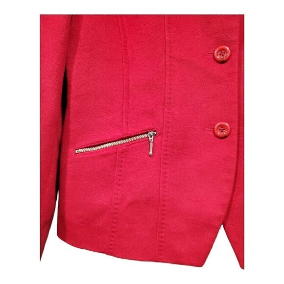 Vintage Votre Nom Paris Women's Red Suit Blazer Wool Angora Cashmere Blend Sz 4 - Picture 5 of 10
